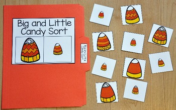 Halloween File Folder Game:  Big and Little Candy Corn Sort