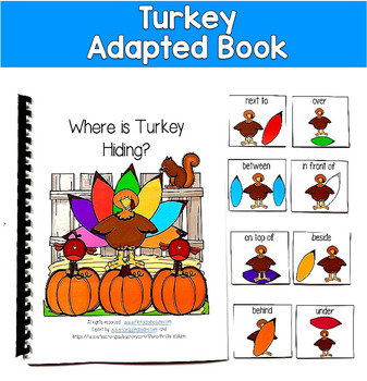 Turkey Adapted Book | Prepositions Positional Words | SLP SPED Autism PreK