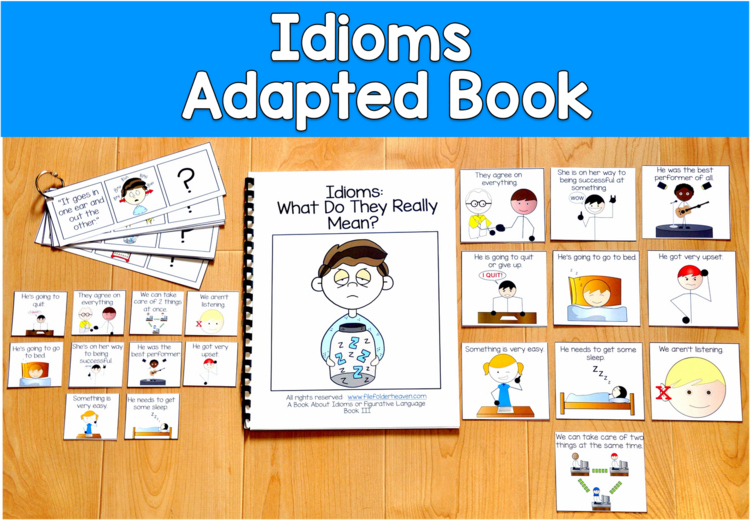 Idioms Adapted Book 3 & Flip Strips | Figurative Language | SLP SPED Autism