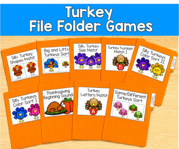 Turkey File Folder Games Mini-Bundle | Thanksgiving Matching | SLP SPED Autism