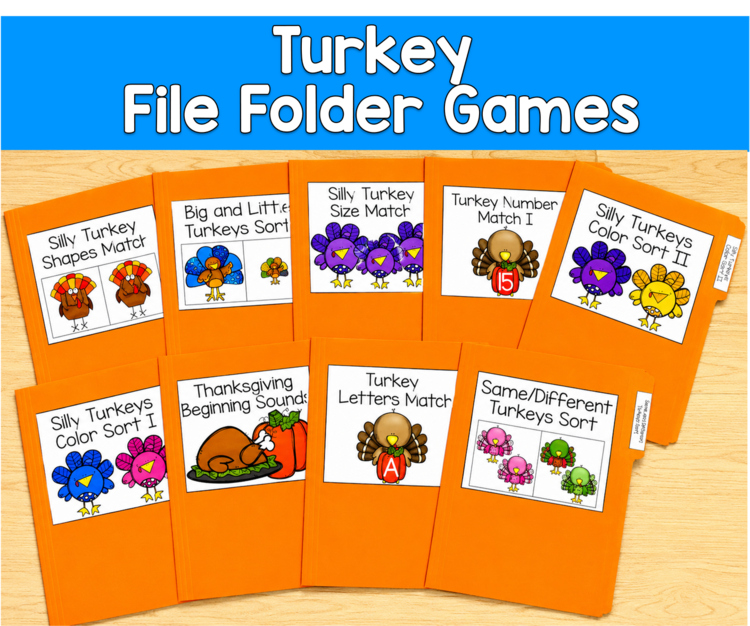 Turkey File Folder Games Mini-Bundle | Thanksgiving Matching | SLP SPED Autism