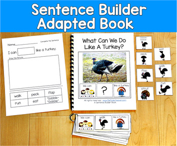 Turkey Sentence Building Adapted Book | WH Questions | SLP SPED Autism PreK OT