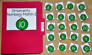 Christmas File Folder Game:  Ornaments Numbers Match