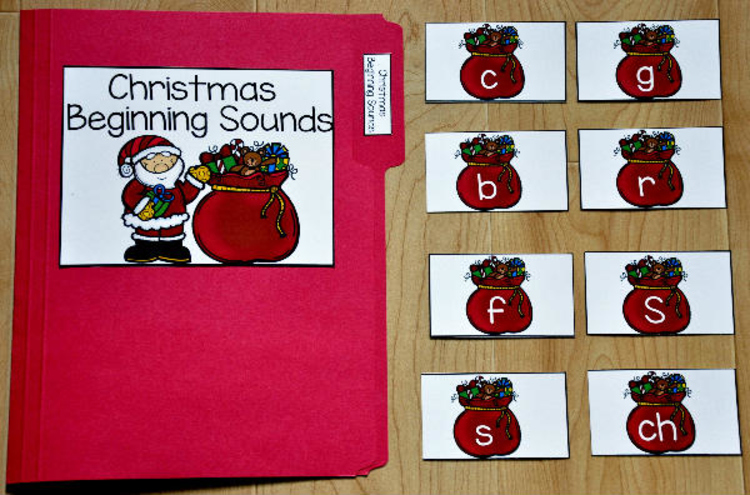 Christmas File Folder Game:  Christmas Beginning Sounds