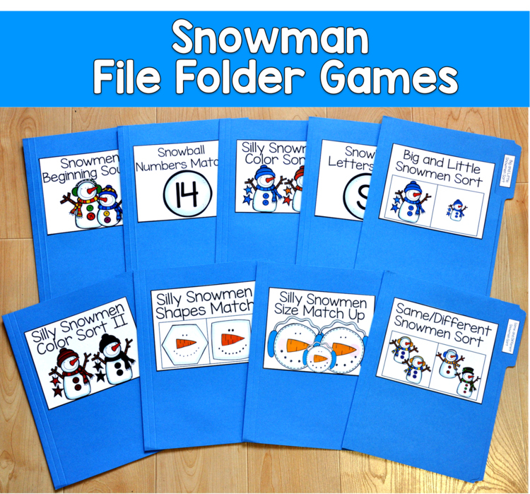 Snowman File Folder Games Mini-Bundle | Winter Matching | SLP SPED Autism