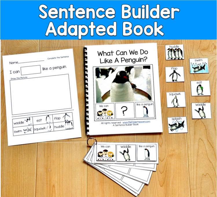 Penguin Sentence Building Adapted Book | WH Questions | SLP SPED Autism PreK OT