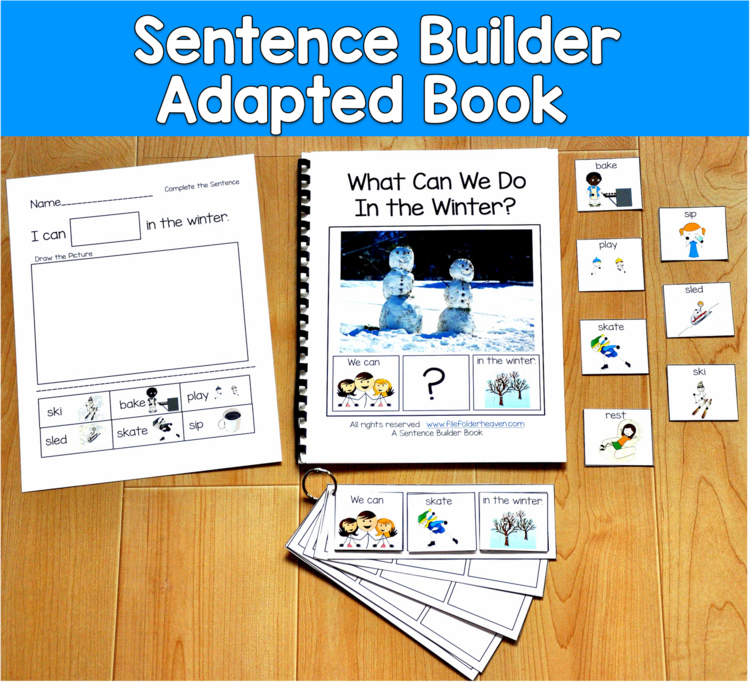 Winter Sentence Building Adapted Book | WH Questions | SLP SPED Autism PreK OT