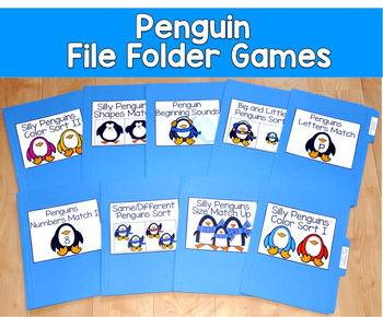 Penguin File Folder Games Mini-Bundle | Winter Matching | SLP SPED Autism