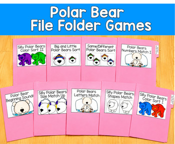 Polar Bear File Folder Games Mini-Bundle | Winter Matching | SLP SPED Autism