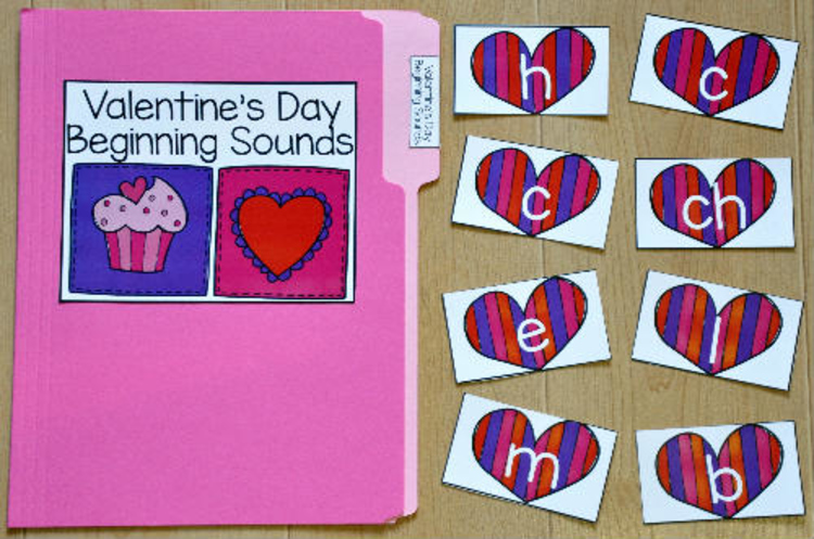 Valentine's Day Beginning Sounds File Folder Game