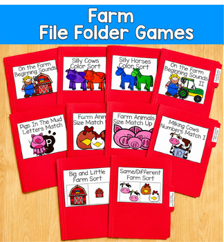 Farm File Folder Games Mini-Bundle | Farm Animals Matching | SLP SPED Autism