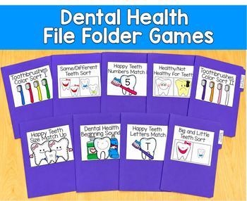 Dental Health File Folder Games Mini-Bundle | Matching Sorting | SLP SPED Autism
