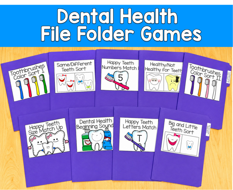 Dental Health File Folder Games Mini-Bundle | Matching Sorting | SLP SPED Autism