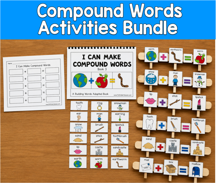 Compound Words Bundle | Word Work Literacy Center Hands-On | SLP SPED Autism K