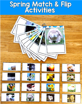 Spring Match and Flip Books Real Photos | 3 Level Differentiated | SLP SPED OT