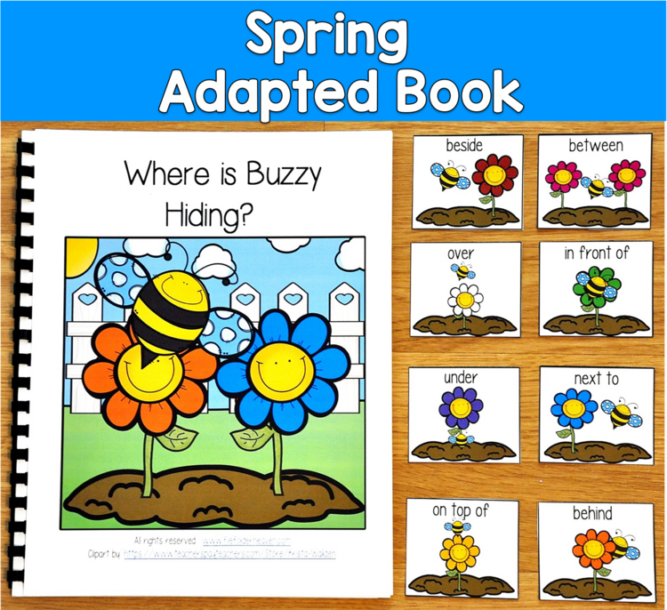 Spring Adapted Book | Prepositions Positional Words Colors | SLP SPED Autism