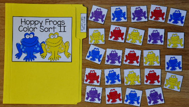 Spring File Folder Game:  Hoppy Frogs Color Sort 1