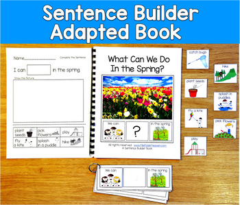Spring Sentence Building Adapted Book | WH Questions | SLP SPED Autism PreK OT