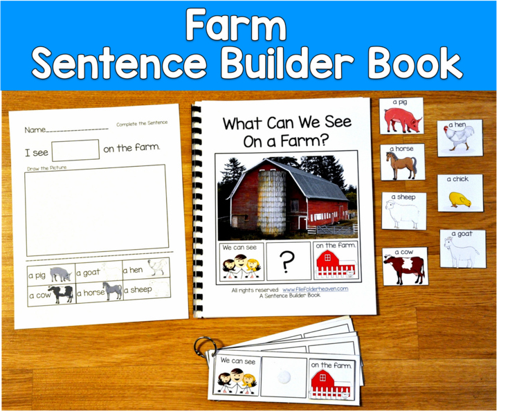 Farm Building Sentences Adapted Book | Wh Questions What & Nouns | SLP Speech