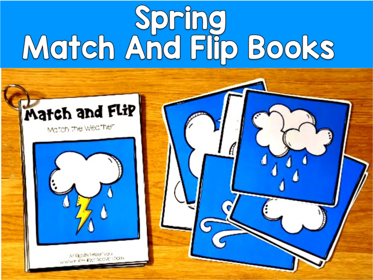 Spring Match and Flip Books | Weather Flowers Garden Matching | SLP SPED Autism