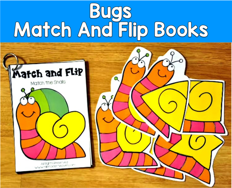 Bugs Match and Flip Books | Spring Color Shape Number Matching | SLP SPED Autism