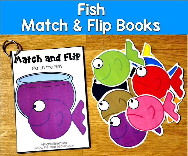 Fish Match and Flip Books | Color Shape Number Matching | SLP SPED Autism
