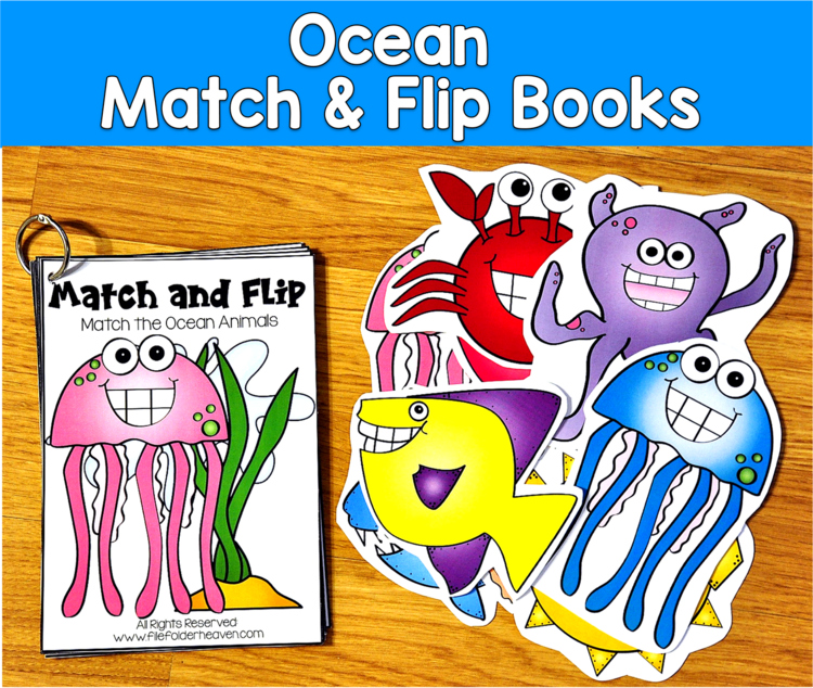 Ocean Match and Flip Books | Color Picture Matching | SLP SPED Autism Summer