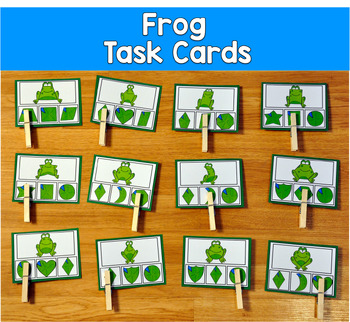 Frog Task Cards | Shapes Counting Colors | Spring PreK SPED Autism