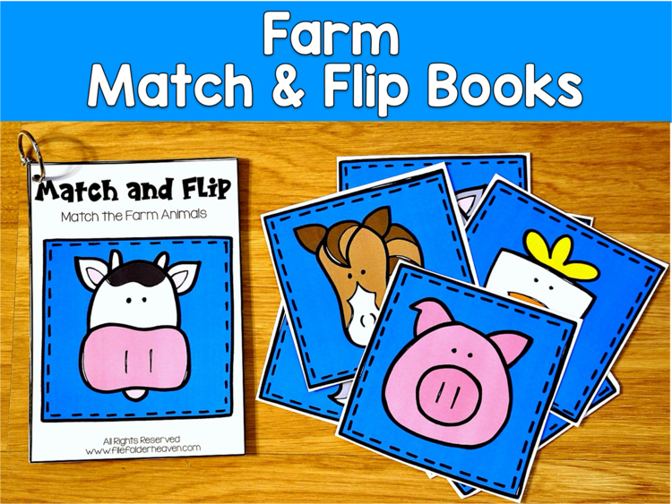 Farm Match & Flip Books | Matching Picture Shape Color | SLP SPED Autism PreK