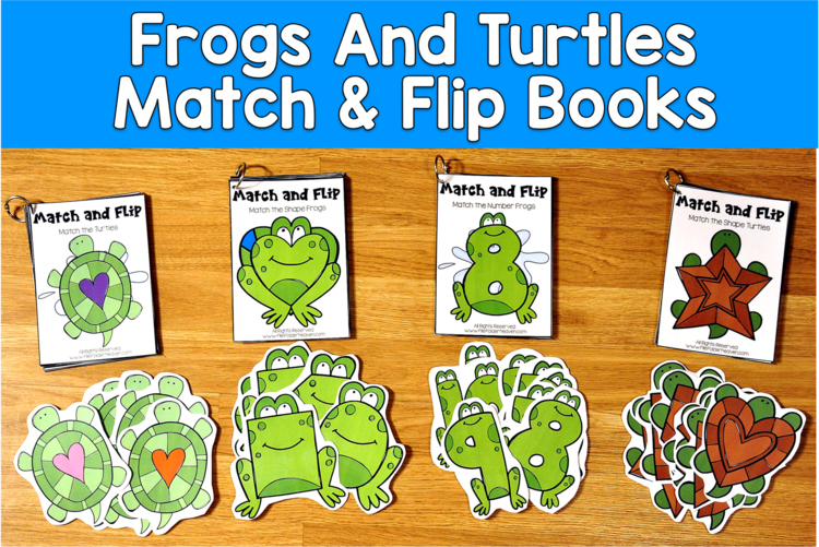 Frogs Turtles Match and Flip Books | Color Shape Number Matching | SLP SPED