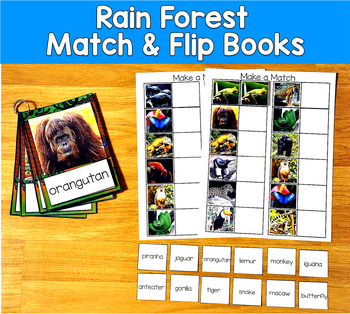 Rain Forest Match and Flip Books Real Photos | Picture Word Sentence | SLP SPED