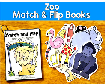 Zoo Match and Flip Books | Zoo Animal Color Shape Matching | SLP SPED Autism