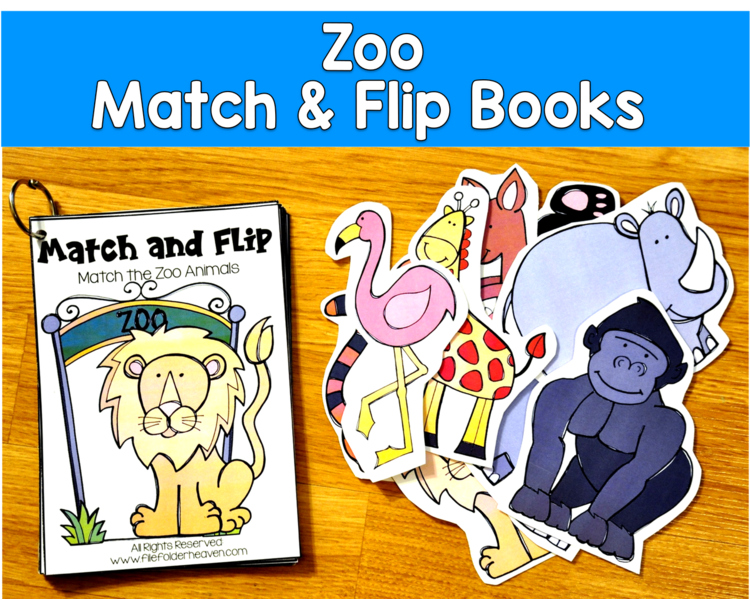 Zoo Match and Flip Books | Zoo Animal Color Shape Matching | SLP SPED Autism
