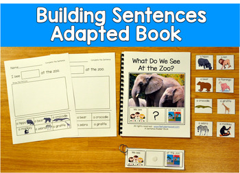 Building Sentences Adapted Book | Zoo Animals Real Photos | SLP SPED Autism