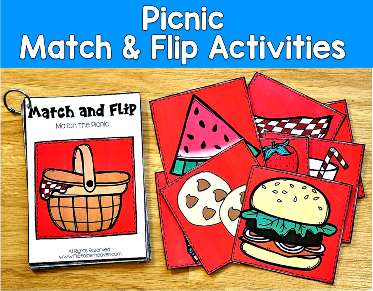 Picnic Match and Flip Books | Summer Food Shape Picture Matching | SLP SPED