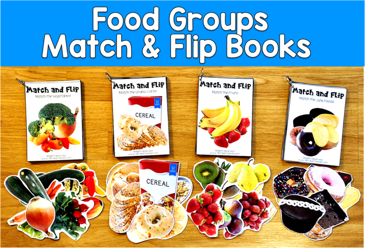 Food Groups Match and Flip Books Real Photos | Nutrition Health | SLP SPED OT