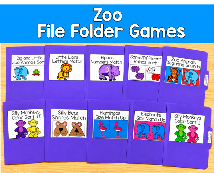 Zoo File Folder Games Mini-Bundle | Zoo Animals Matching | SLP SPED Autism