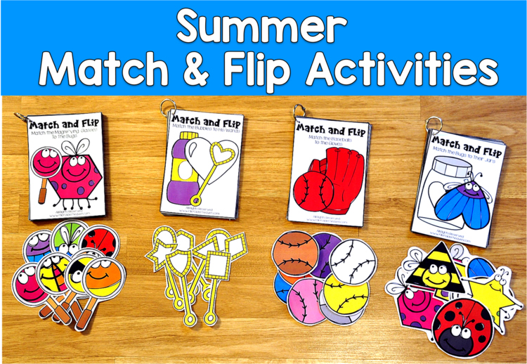Summer Match and Flip Books | Shape Color Part to Whole Matching | SLP SPED