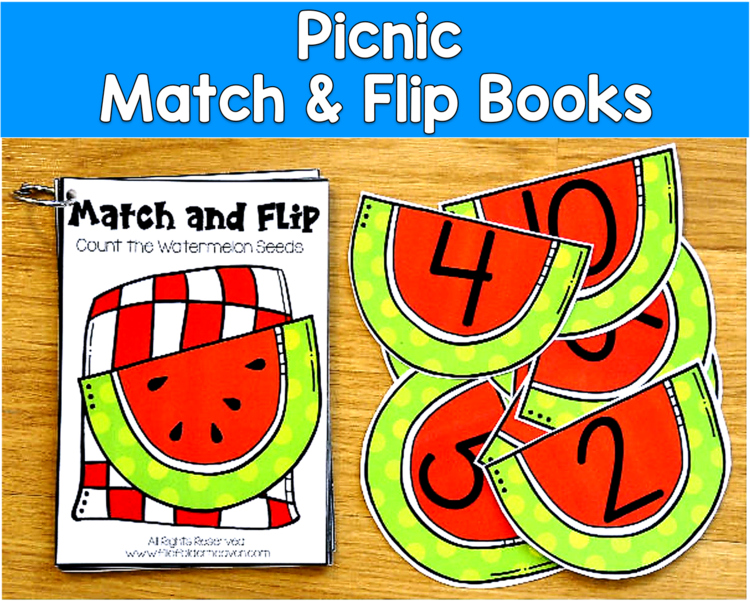 Picnic Match and Flip Books | Summer Color Shape Number Matching | SLP SPED