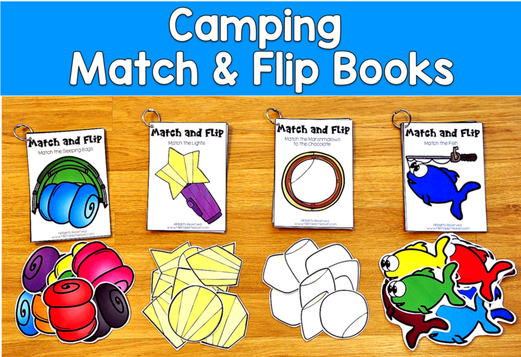 Camping Match and Flip Books | Color Shape Picture Matching | SLP SPED Autism