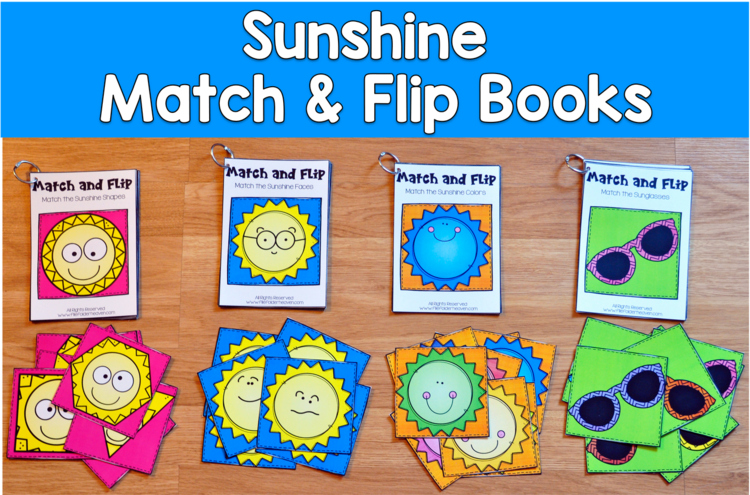 Sunshine Match and Flip Books | Summer Color Shape Emotion | SLP SPED Autism