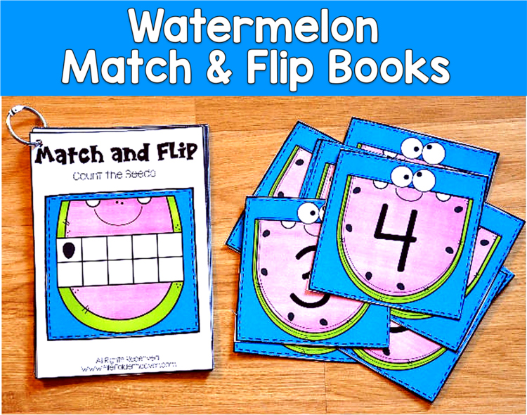 Watermelon Match and Flip Books | Summer Color Shape Number Matching | SLP SPED