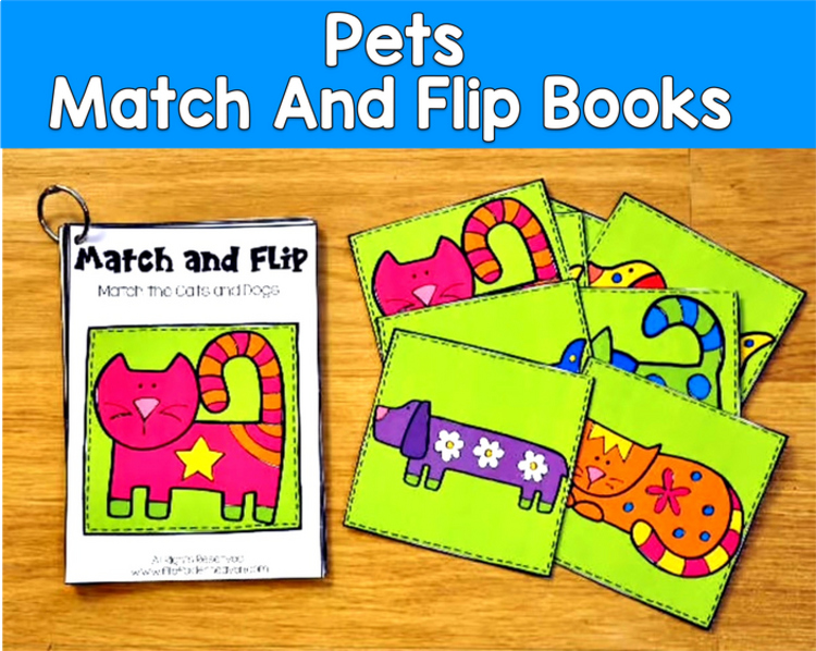 Pets Match and Flip Books | Color Beginning Sounds Matching | SLP SPED Autism