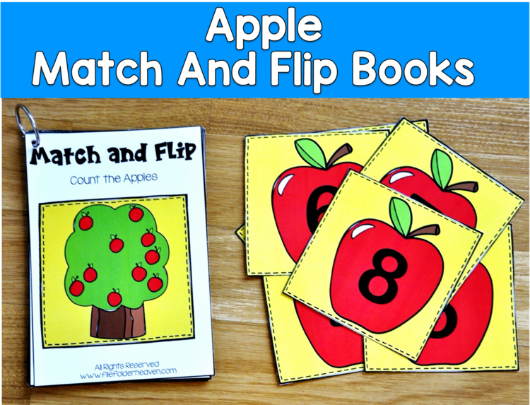 Apple Match and Flip Books Set 2 | Counting Ten Frames Color | SLP SPED Autism