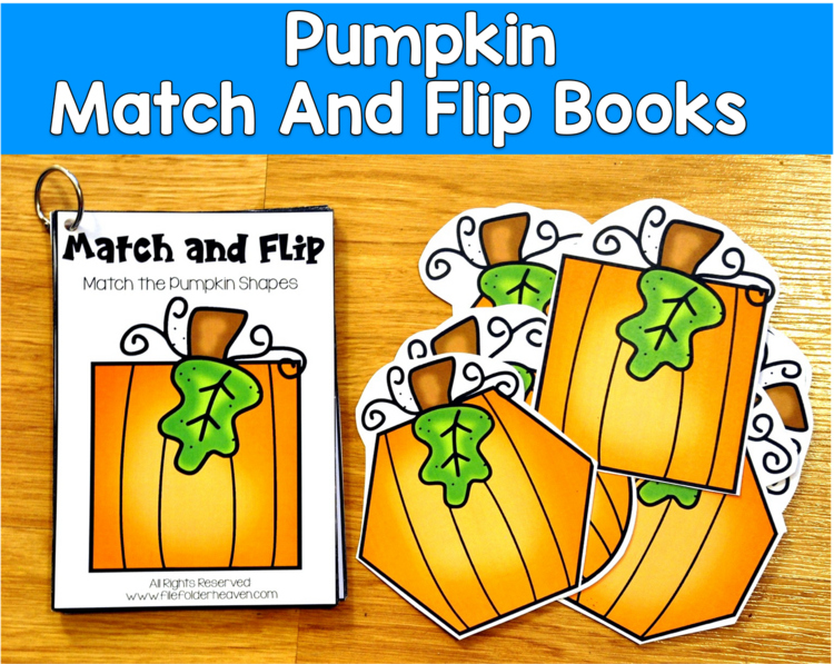 Pumpkin Match and Flip Books | Fall Shape Counting Pattern Matching | SLP SPED