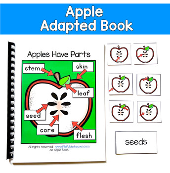 Apple Adapted Book | Parts of an Apple Vocabulary Activities | SLP SPED Autism