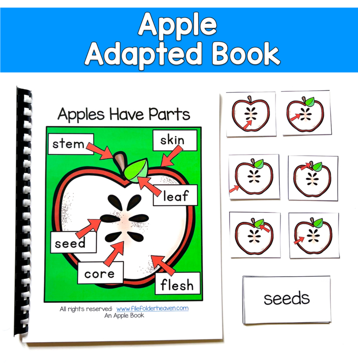 Apple Adapted Book | Parts of an Apple Vocabulary Activities | SLP SPED Autism