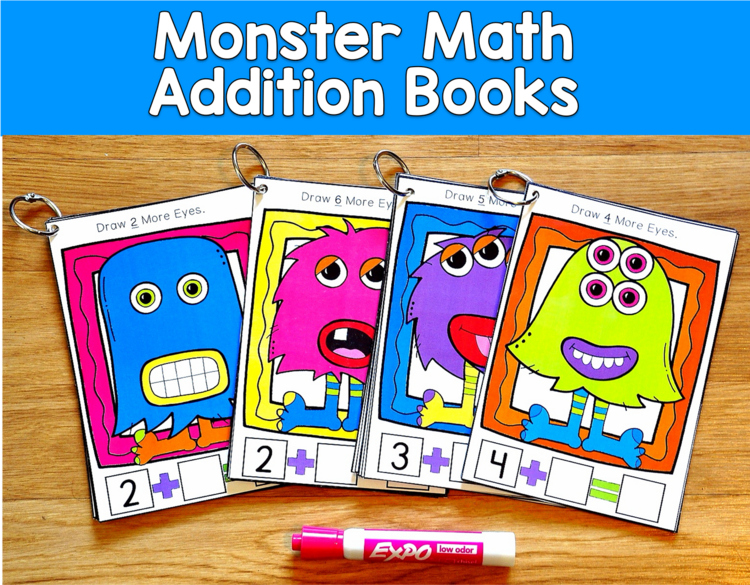 Monster Math Addition Books | Number Sentences | Math PreK SPED Autism Halloween