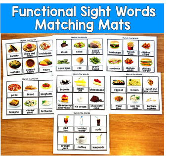 Functional Sight Words Restaurant Menu | Real Photos Life Skills | SLP SPED