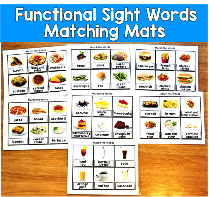 Functional Sight Words Restaurant Menu | Real Photos Life Skills | SLP SPED